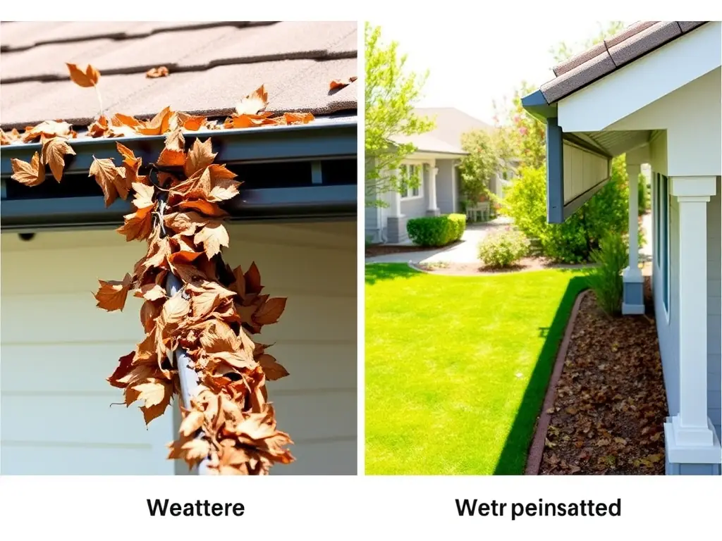 A residential home with clean, well-maintained gutters, showcasing the results of a professional gutter cleaning service.